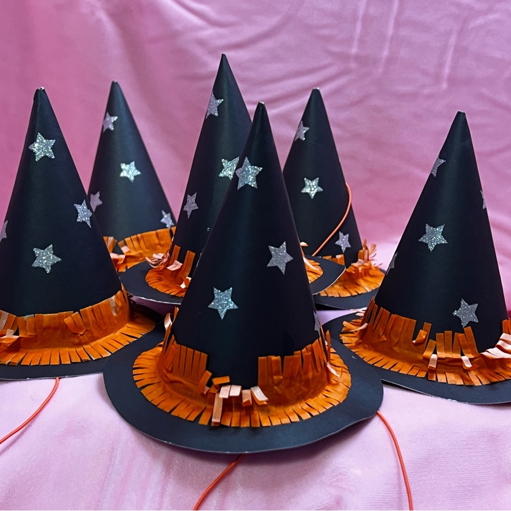 Meri Meri Black and Orange Star Witch Hats